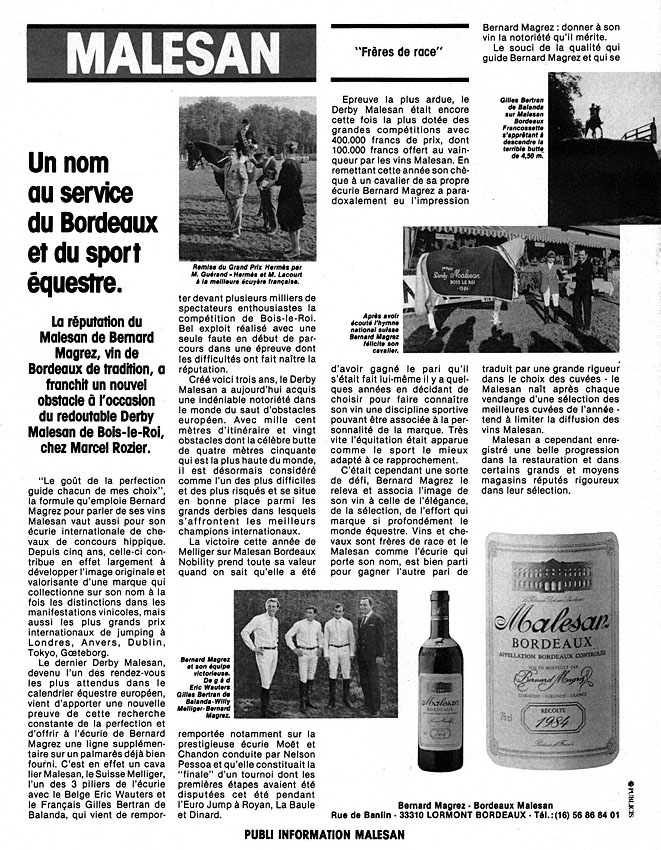 Publicit� Malesan 1986