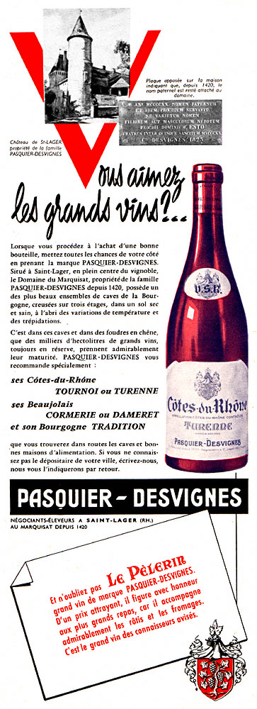 Publicit� Pasquier-Desvignes 1960