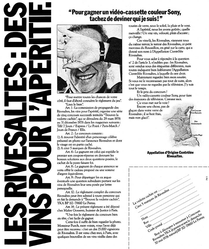 Publicit� Rivesaltes 1976