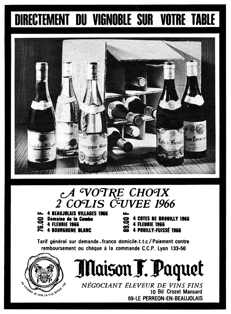 Publicit� ZxDivers Vins 1968