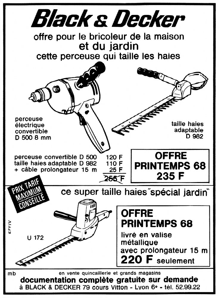Publicit� Black & Decker 1968