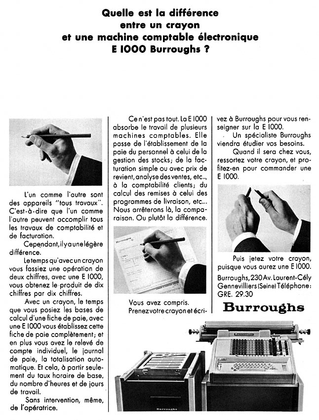 Publicit� Burroughs 1967