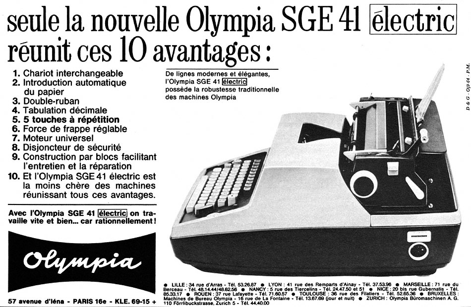 Publicit� Olympia 1964