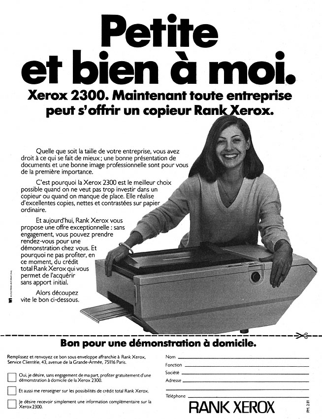 Publicit� Rank Xerox 1981