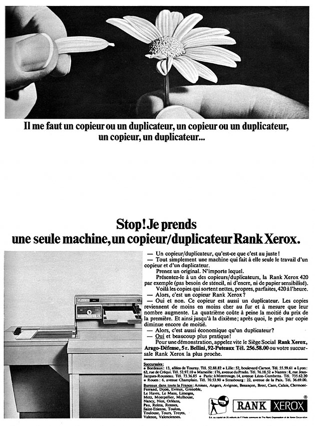 Publicit� Rank Xerox 1967