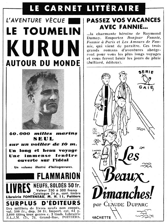 Publicit� Carnet Litteraire 1953