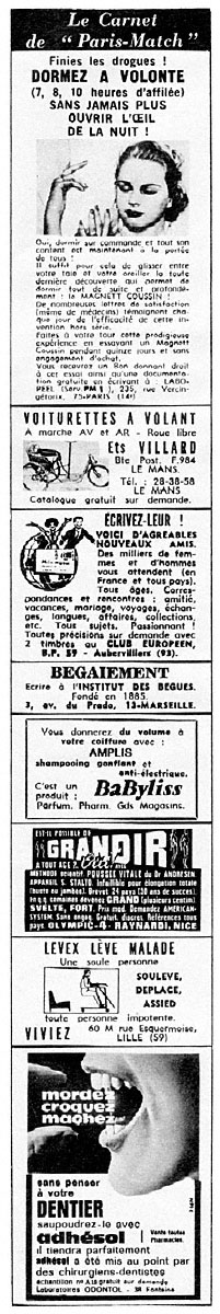 Publicit� Carnets Match 1968