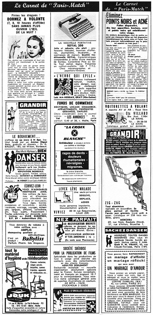 Publicit� Carnets Match 1968