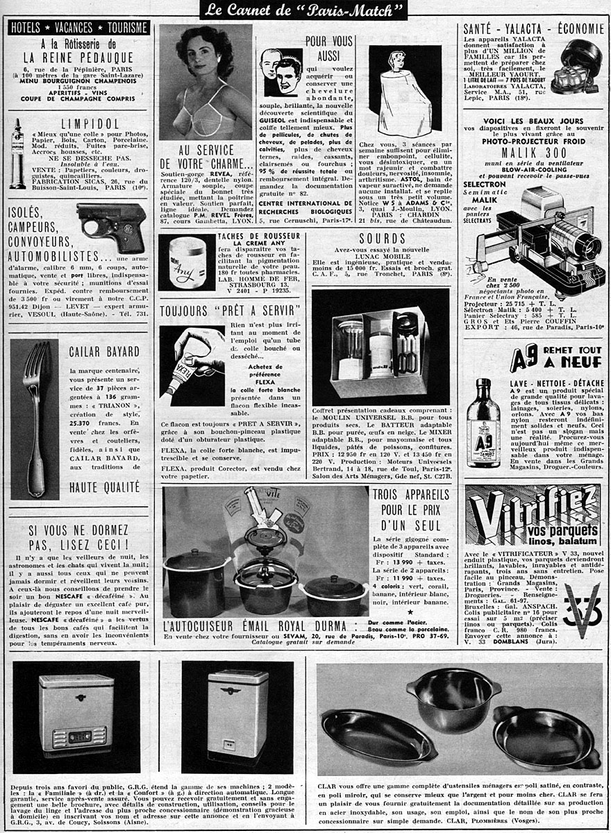 Publicit� Carnets Match 1957