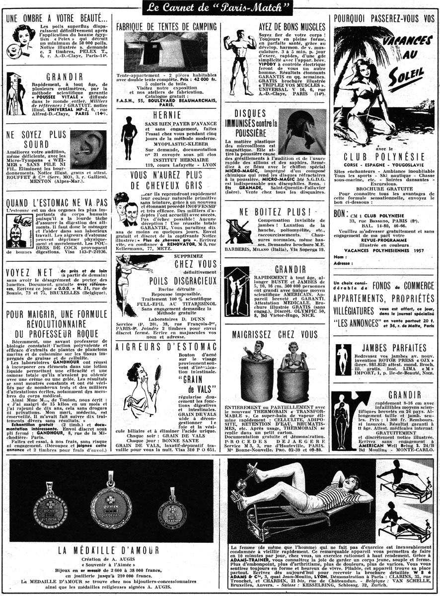 Publicit� Carnets Match 1957