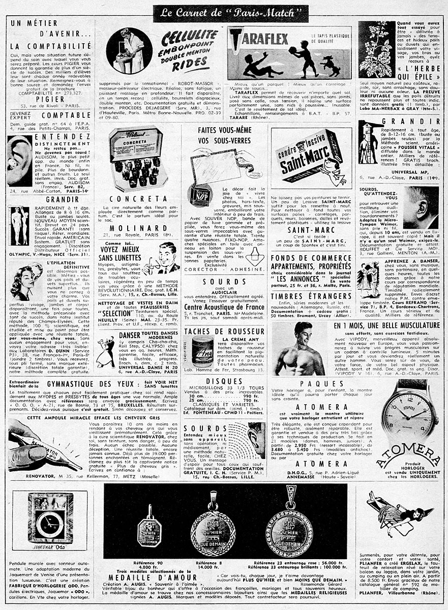Publicit� Carnets Match 1959