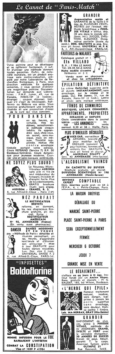 Publicit� Carnets Match 1965