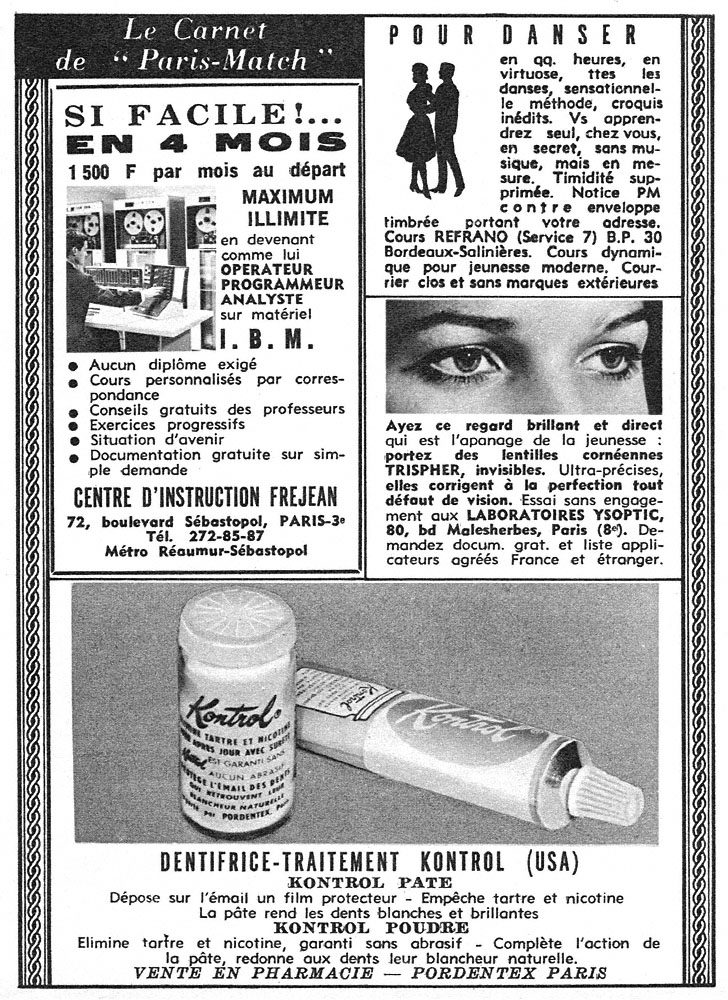 Publicit� Carnets Match 1967