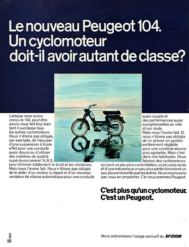 Publicit� Peugeot 1971