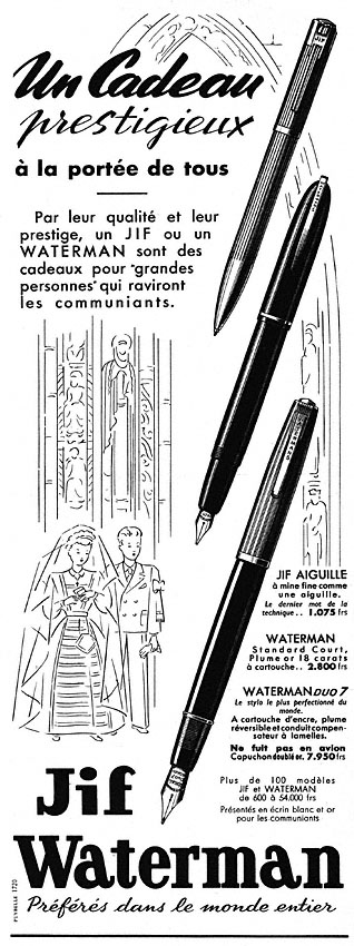 Publicit� Waterman 1952
