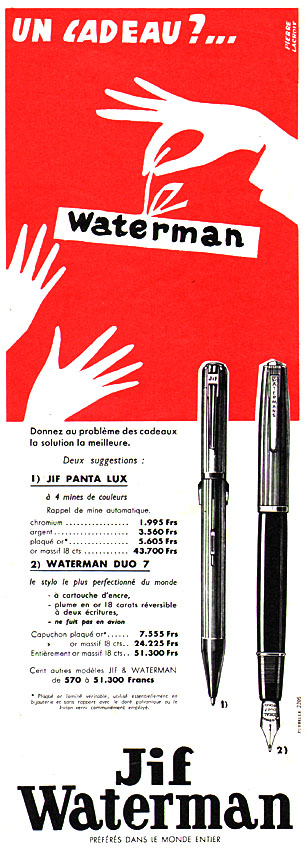 Publicit� Waterman 1954