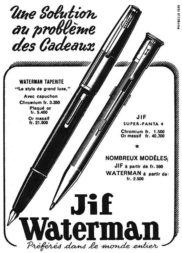Publicit� Waterman 1949