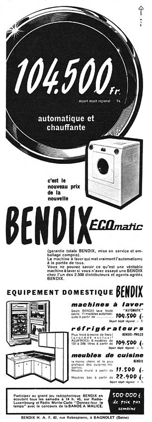 Publicit� Bendix 1958