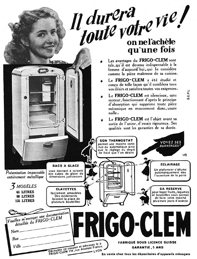 Publicit� Clem 1952