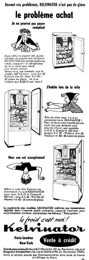 Publicit� Kelvinator 1954