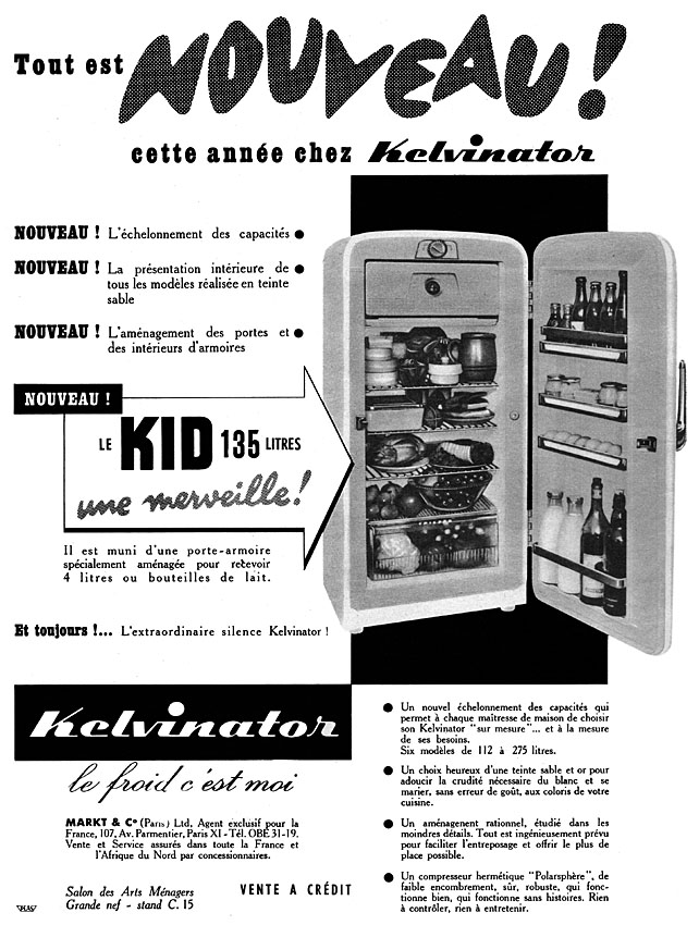 Publicit� Kelvinator 1957