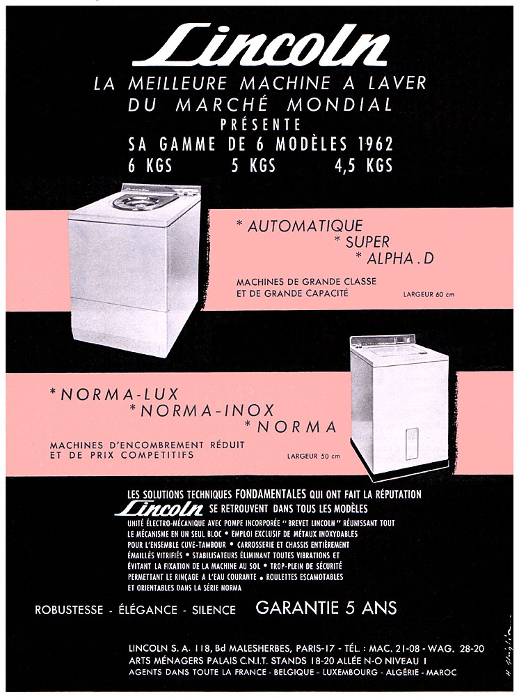 Publicit� Lincoln 1962