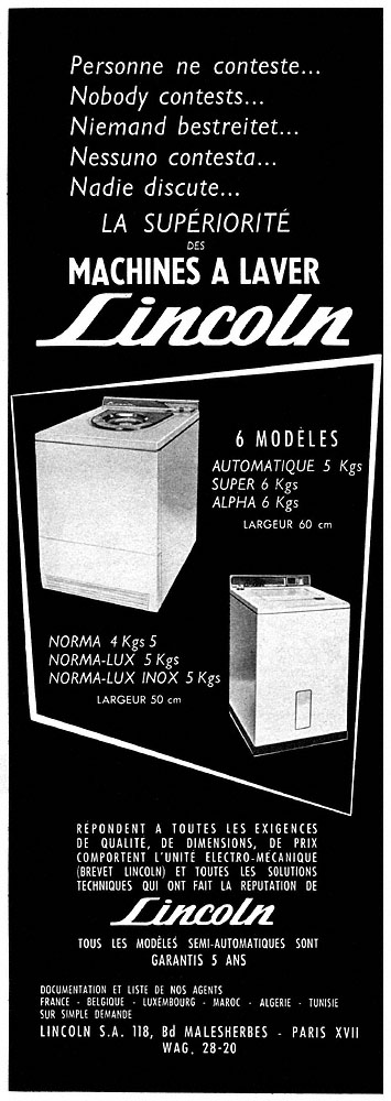Publicit� Lincoln 1962