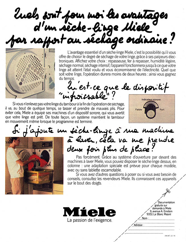 Publicit� Miele 1980