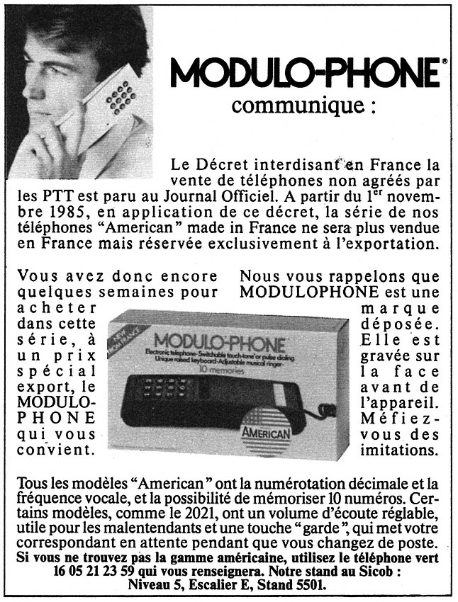 Publicit� Modulophone 1985