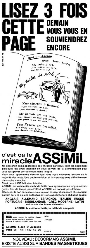 Publicit� Assimil 1967