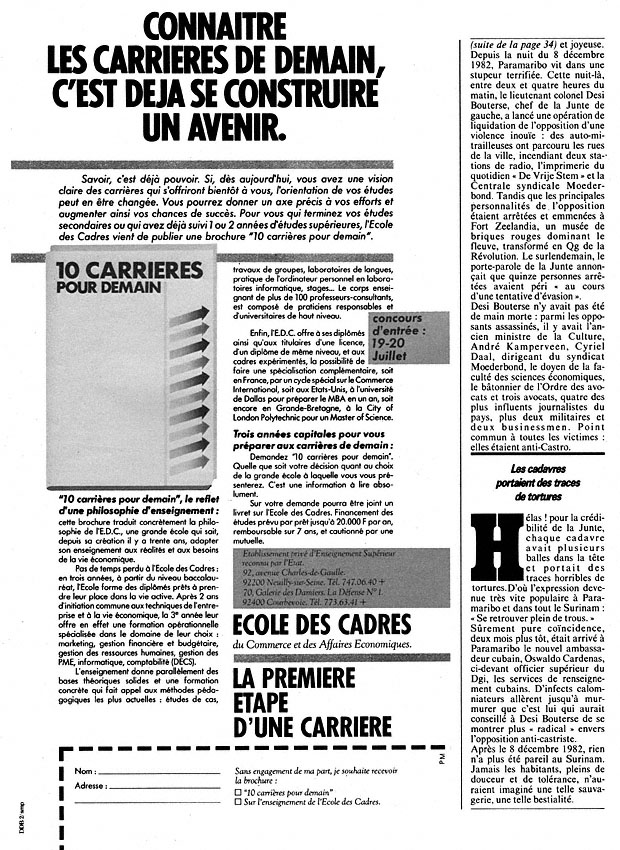 Publicit� Ecole des Cadres 1983