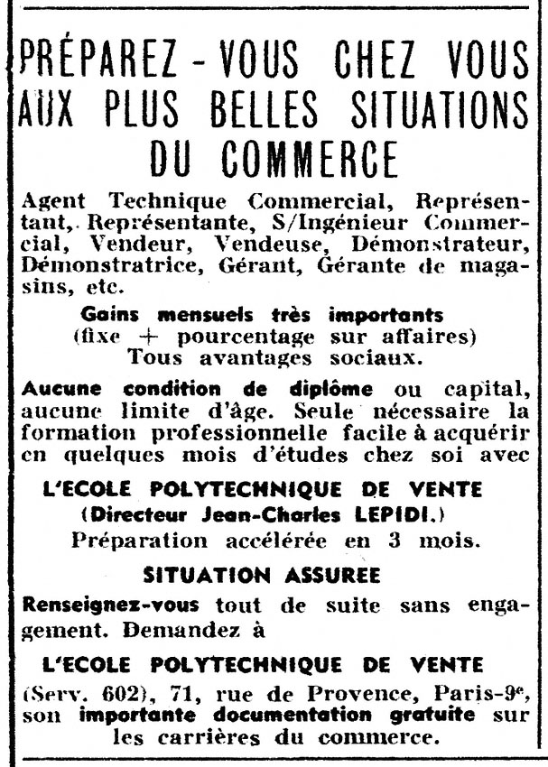 Marque Ecole Poly Vente 1956