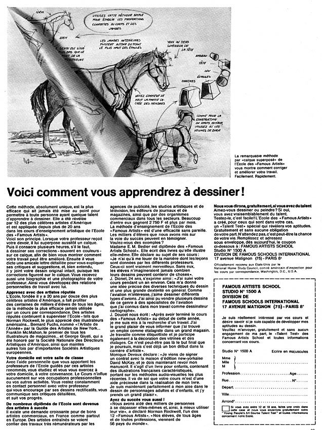 Publicit� Famous Artists 1967