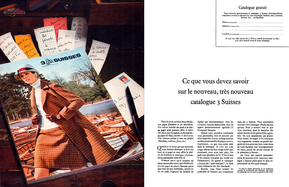 Publicit� 3 Suisses 1968