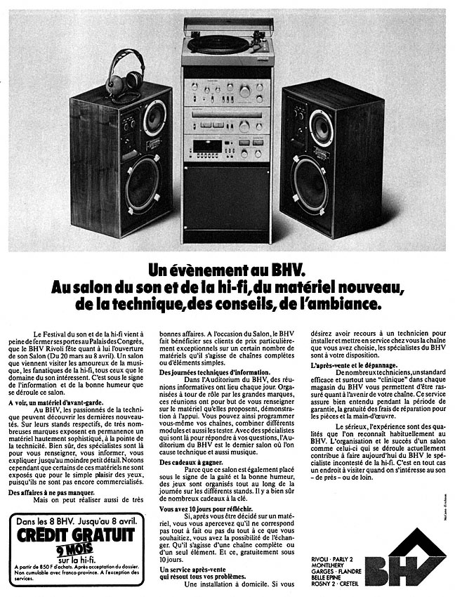 Publicit� Bhv 1978