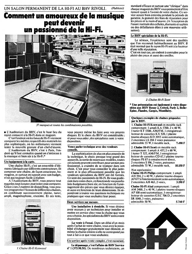 Publicit� Bhv 1978