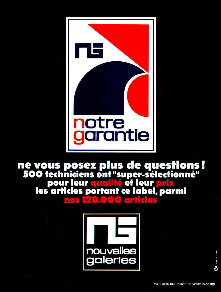 Publicit� Nouvelles Galeries 1968