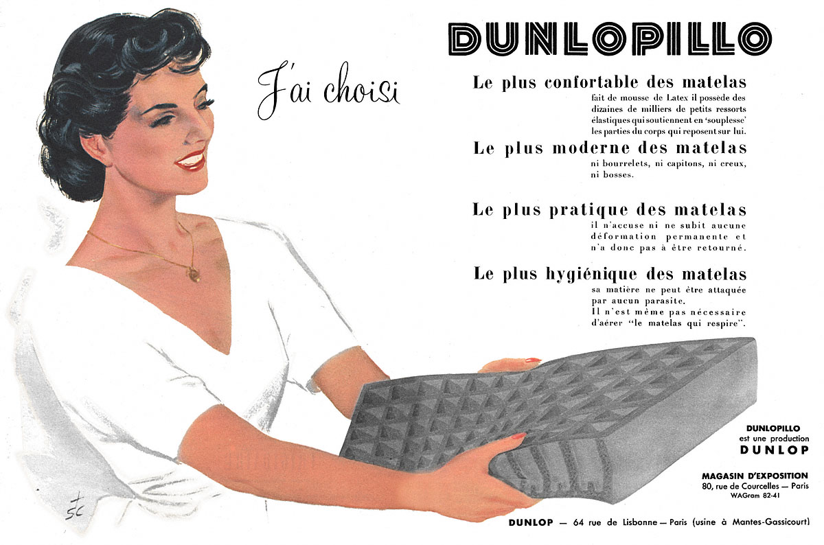 Publicit� Dunlopillo 1952