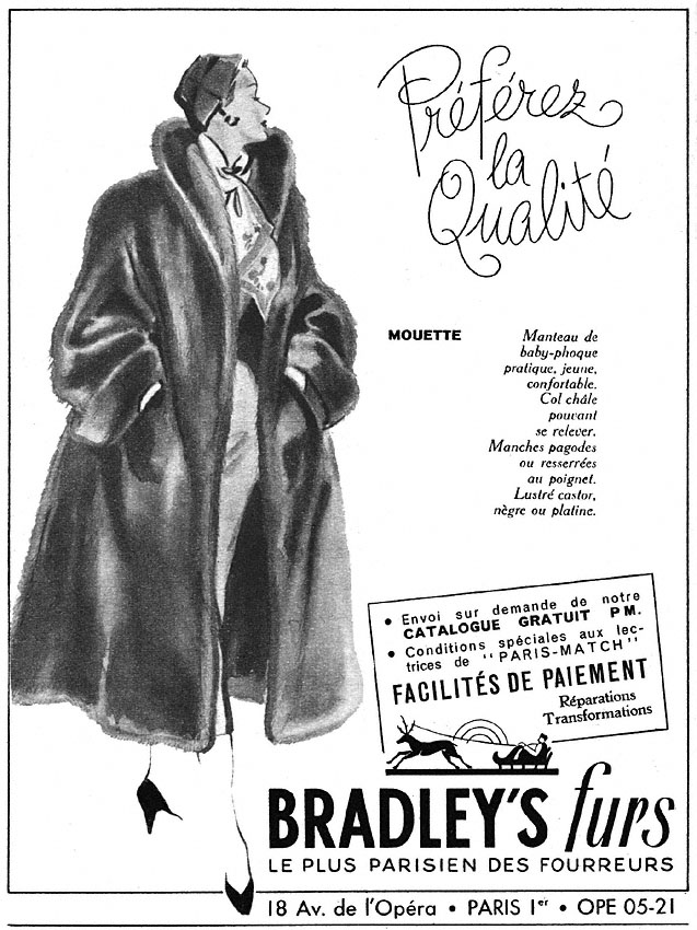 Marque Bradley's furs 1952