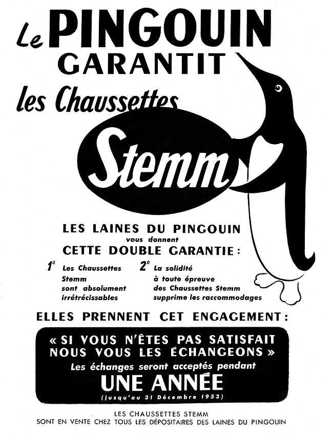 Publicit� Pingouin 1952