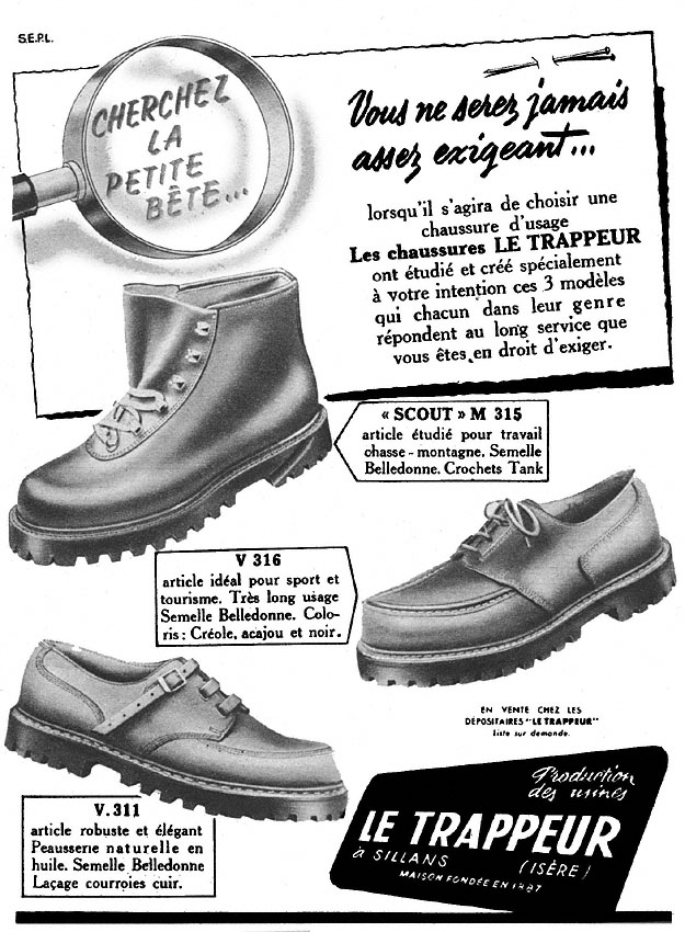Publicit� Le Trappeur 1952