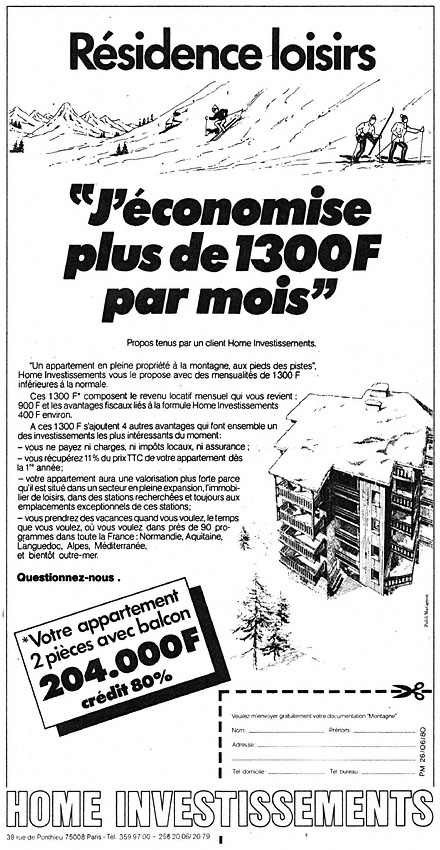 Publicit� Immo Montagne 1980