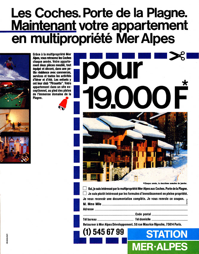 Publicit� Immo Montagne 1985