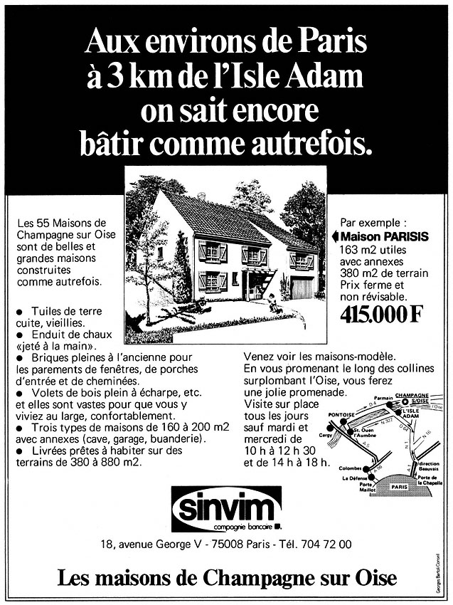 Publicit� Immo Paris 1977