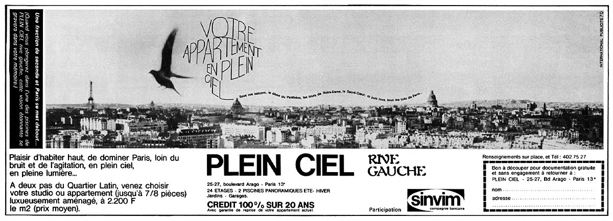 Publicit� Immo Paris 1968