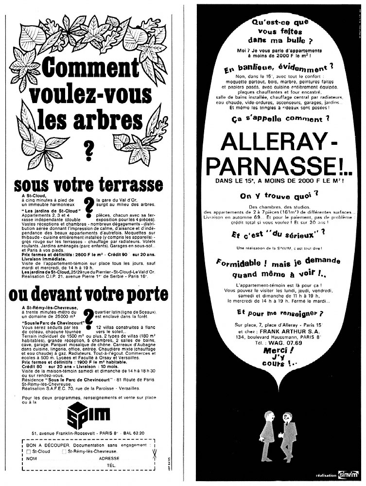 Publicit� Immo Paris 1968