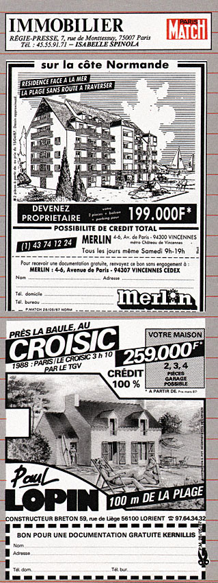 Publicit� Match Annonces 1987