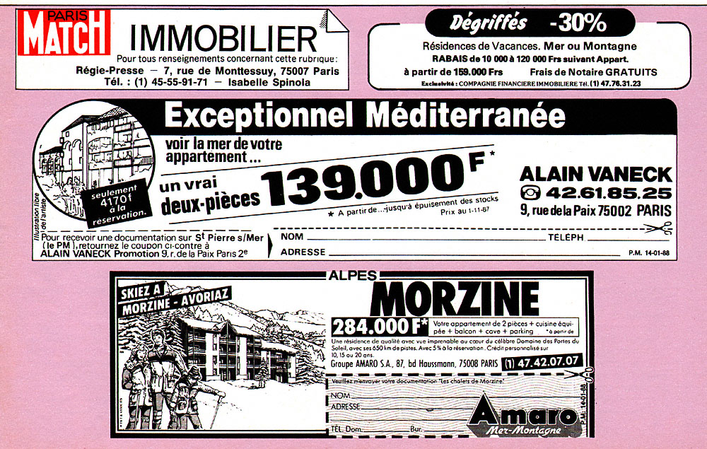 Publicit� Match Annonces 1988