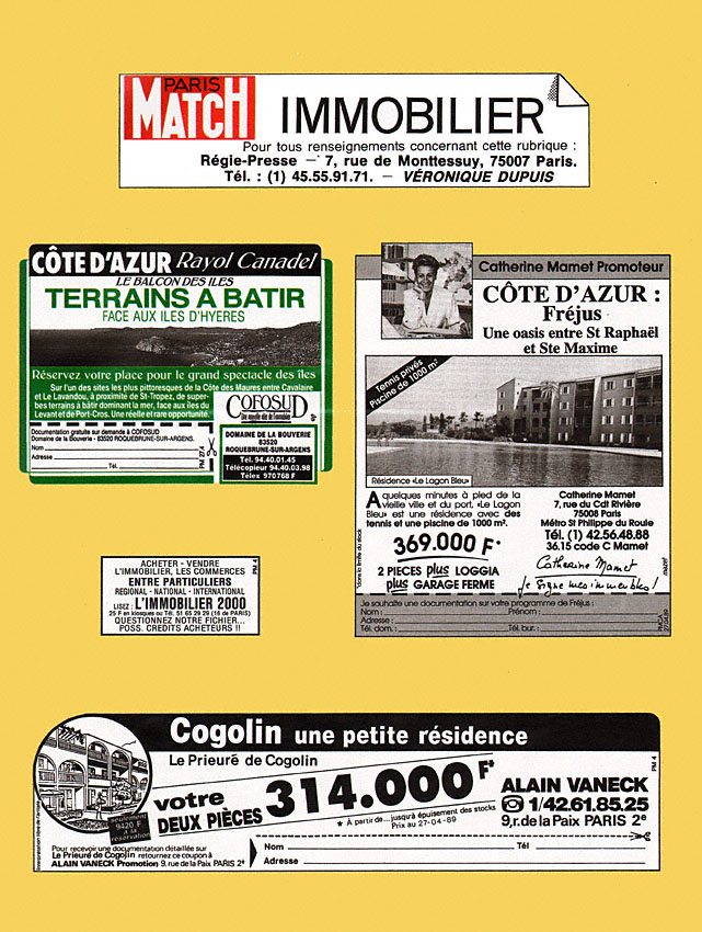 Publicit� Match Annonces 1989