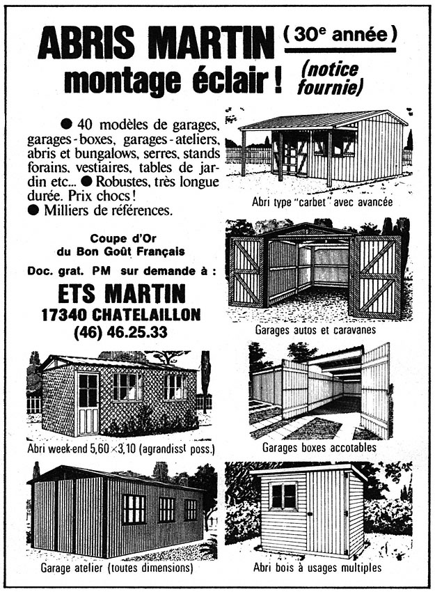 Publicit� Abris Martin 1980
